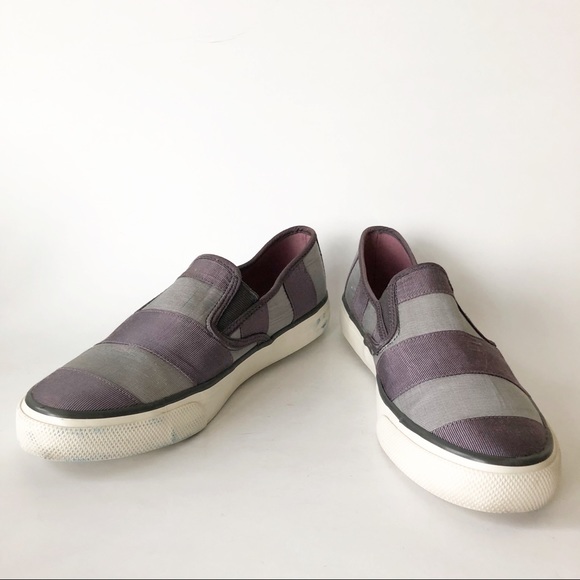 Sperry Shoes - Sperry Topsider Blue Striped Slip On Sneaker 8.5